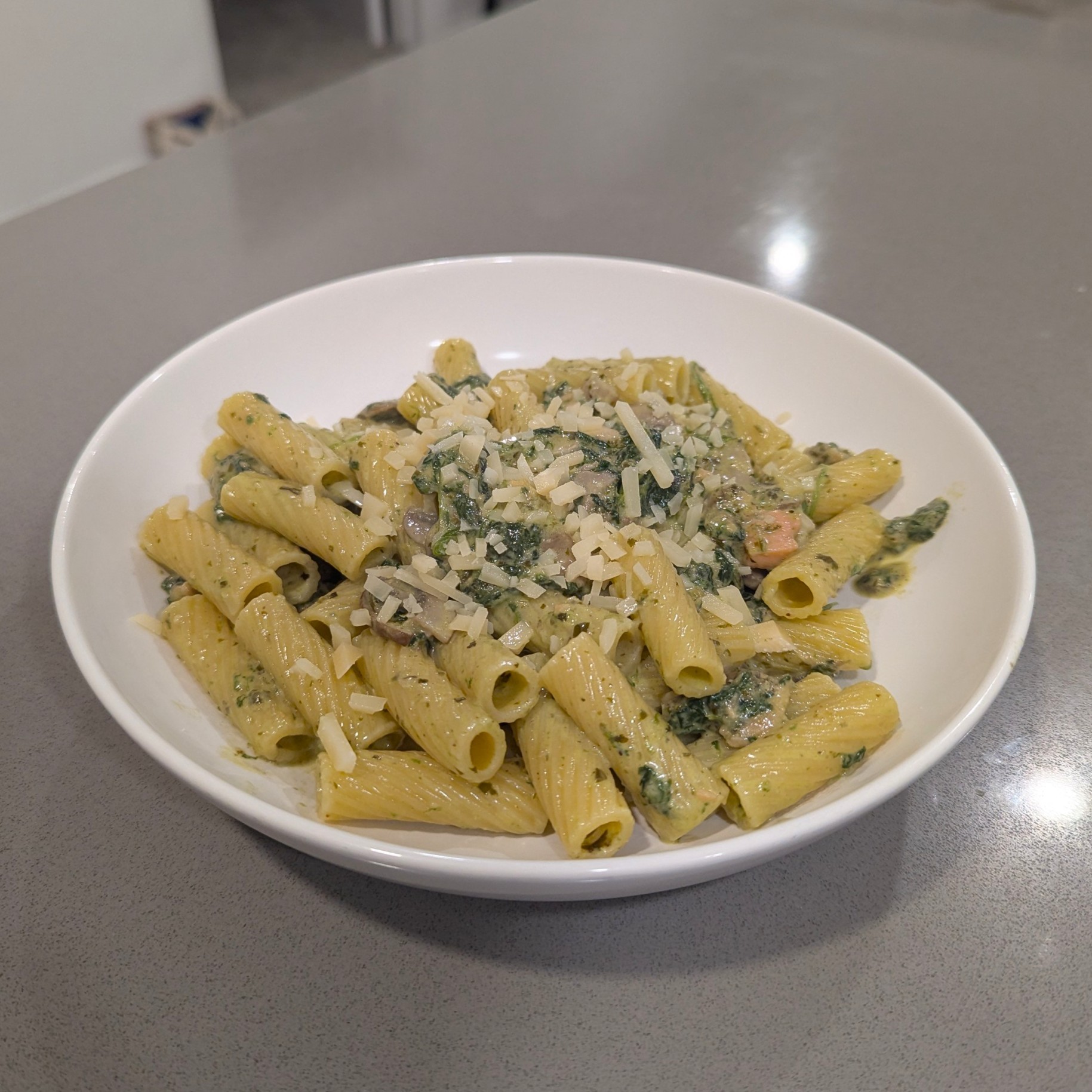 Pesto Rigatoni with Smoked Salmon